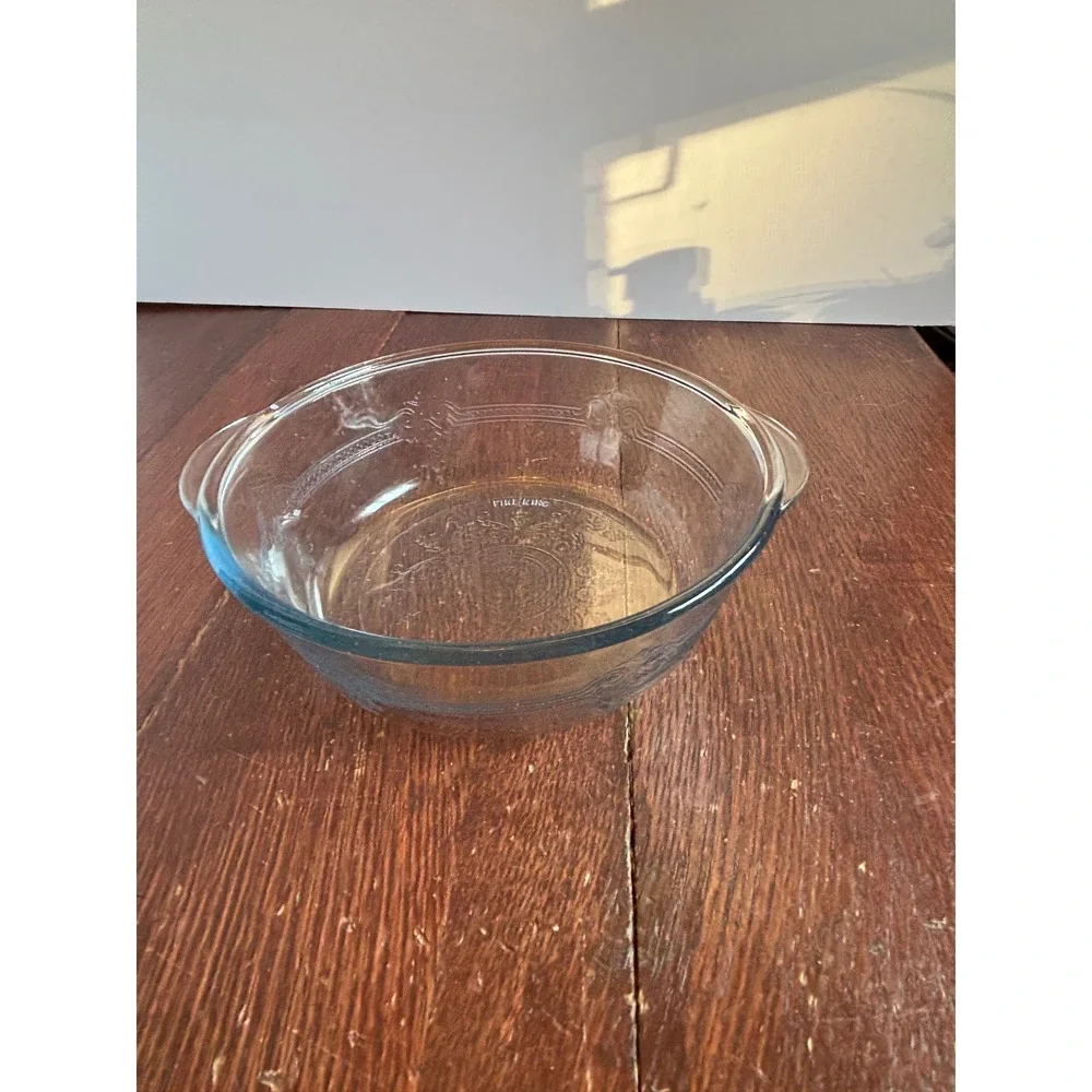Vintage Fire King Philbe Sapphire Blue Tint Glass Casserole Baking Dish 7.25
